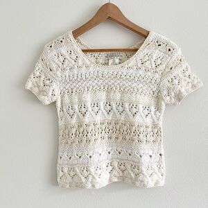 Vintage 90s Sigrid Olsen Hand Knit Crochet Crop Top Size Medium